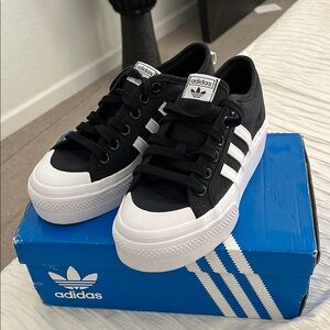 Adidas Black and White Canvas Sneakers